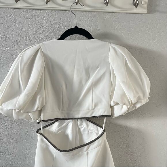 ALC Hazel White Cut-Out Puff Sleeve Mini Dress - Picture 6 of 8